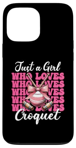 Just A Girl Who Loves Croquet Mom Muttertags-Kokette Schleife Hülle für iPhone 13 Pro Max von Womens Pink Coquette Bow Croquet Player Gifts