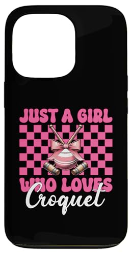Just A Girl Who Loves Croquet Mom Muttertags-Kokette Schleife Hülle für iPhone 13 Pro von Womens Pink Coquette Bow Croquet Player Gifts