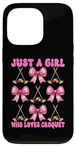 Just A Girl Who Loves Croquet Mom Muttertags-Kokette Schleife Hülle für iPhone 13 Pro von Womens Pink Coquette Bow Croquet Player Gifts