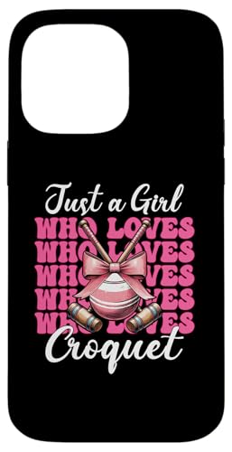 Just A Girl Who Loves Croquet Mom Muttertags-Kokette Schleife Hülle für iPhone 14 Pro Max von Womens Pink Coquette Bow Croquet Player Gifts