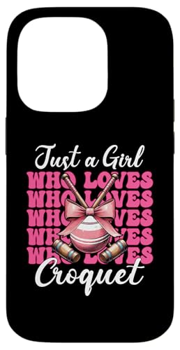 Just A Girl Who Loves Croquet Mom Muttertags-Kokette Schleife Hülle für iPhone 14 Pro von Womens Pink Coquette Bow Croquet Player Gifts