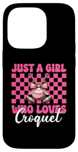 Just A Girl Who Loves Croquet Mom Muttertags-Kokette Schleife Hülle für iPhone 14 Pro von Womens Pink Coquette Bow Croquet Player Gifts
