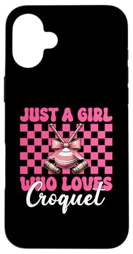Just A Girl Who Loves Croquet Mom Muttertags-Kokette Schleife Hülle für iPhone 16 Plus von Womens Pink Coquette Bow Croquet Player Gifts