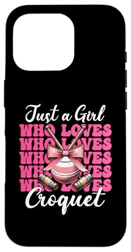 Just A Girl Who Loves Croquet Mom Muttertags-Kokette Schleife Hülle für iPhone 16 Pro von Womens Pink Coquette Bow Croquet Player Gifts