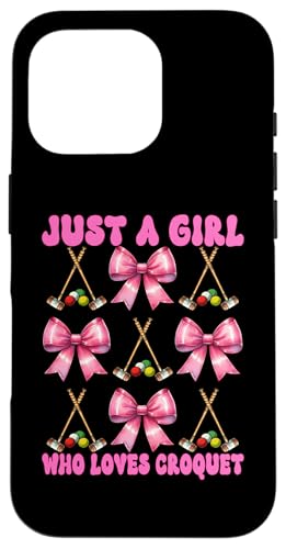 Just A Girl Who Loves Croquet Mom Muttertags-Kokette Schleife Hülle für iPhone 16 Pro von Womens Pink Coquette Bow Croquet Player Gifts