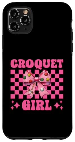 Krocket Mädchen Spieler Mama Muttertag Kokette Schleife Hülle für iPhone 11 Pro Max von Womens Pink Coquette Bow Croquet Player Gifts