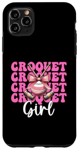Krocket Mädchen Spieler Mama Muttertag Kokette Schleife Hülle für iPhone 11 Pro Max von Womens Pink Coquette Bow Croquet Player Gifts