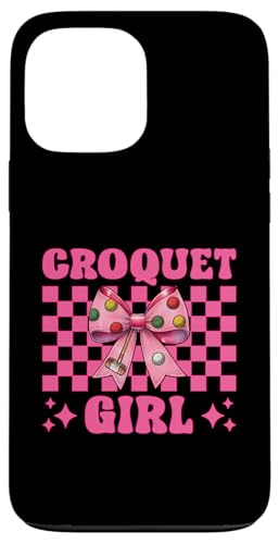 Krocket Mädchen Spieler Mama Muttertag Kokette Schleife Hülle für iPhone 13 Pro Max von Womens Pink Coquette Bow Croquet Player Gifts