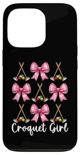 Krocket Mädchen Spieler Mama Muttertag Kokette Schleife Hülle für iPhone 13 Pro von Womens Pink Coquette Bow Croquet Player Gifts