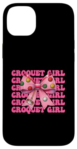 Krocket Mädchen Spieler Mama Muttertag Kokette Schleife Hülle für iPhone 14 Plus Krocket Mädchen Spieler Mama Muttertag Kokette Schleife Hülle für iPhone 14 Plus von Womens Pink Coquette Bow Croquet Player Gifts