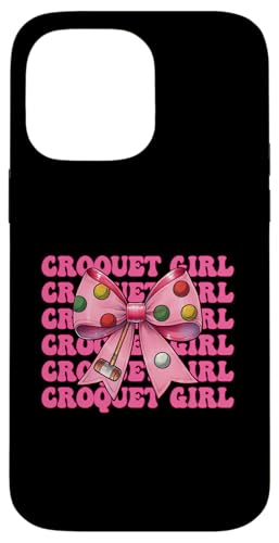 Krocket Mädchen Spieler Mama Muttertag Kokette Schleife Hülle für iPhone 14 Pro Max von Womens Pink Coquette Bow Croquet Player Gifts