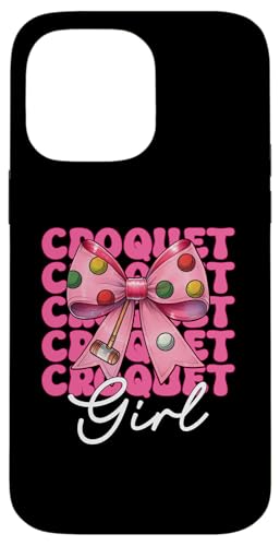 Krocket Mädchen Spieler Mama Muttertag Kokette Schleife Hülle für iPhone 14 Pro Max von Womens Pink Coquette Bow Croquet Player Gifts