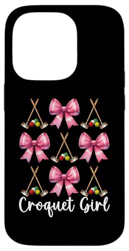 Krocket Mädchen Spieler Mama Muttertag Kokette Schleife Hülle für iPhone 14 Pro von Womens Pink Coquette Bow Croquet Player Gifts