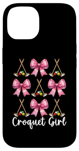 Krocket Mädchen Spieler Mama Muttertag Kokette Schleife Hülle für iPhone 14 von Womens Pink Coquette Bow Croquet Player Gifts