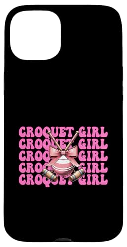 Krocket Mädchen Spieler Mama Muttertag Kokette Schleife Hülle für iPhone 15 Plus von Womens Pink Coquette Bow Croquet Player Gifts
