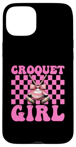 Krocket Mädchen Spieler Mama Muttertag Kokette Schleife Hülle für iPhone 15 Plus von Womens Pink Coquette Bow Croquet Player Gifts