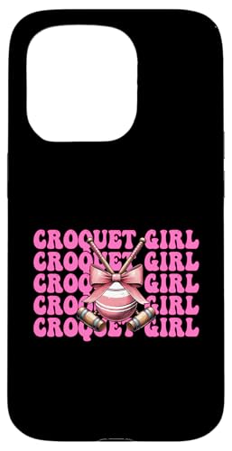Krocket Mädchen Spieler Mama Muttertag Kokette Schleife Hülle für iPhone 15 Pro von Womens Pink Coquette Bow Croquet Player Gifts