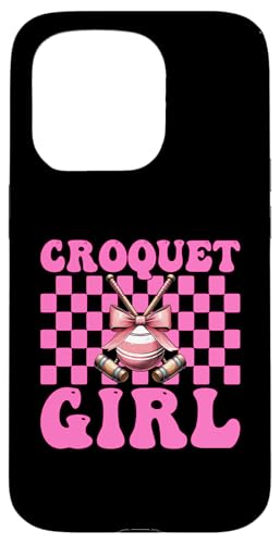 Krocket Mädchen Spieler Mama Muttertag Kokette Schleife Hülle für iPhone 15 Pro von Womens Pink Coquette Bow Croquet Player Gifts