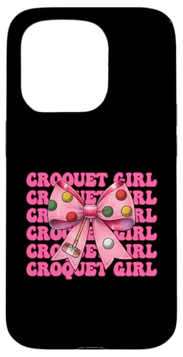 Krocket Mädchen Spieler Mama Muttertag Kokette Schleife Hülle für iPhone 15 Pro von Womens Pink Coquette Bow Croquet Player Gifts