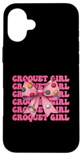 Krocket Mädchen Spieler Mama Muttertag Kokette Schleife Hülle für iPhone 16 Plus Krocket Mädchen Spieler Mama Muttertag Kokette Schleife Hülle für iPhone 16 Plus von Womens Pink Coquette Bow Croquet Player Gifts
