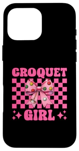 Krocket Mädchen Spieler Mama Muttertag Kokette Schleife Hülle für iPhone 16 Pro Max von Womens Pink Coquette Bow Croquet Player Gifts