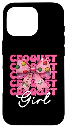 Krocket Mädchen Spieler Mama Muttertag Kokette Schleife Hülle für iPhone 16 Pro von Womens Pink Coquette Bow Croquet Player Gifts