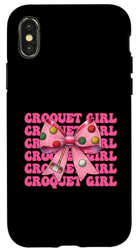 Krocket Mädchen Spieler Mama Muttertag Kokette Schleife Hülle für iPhone X/XS von Womens Pink Coquette Bow Croquet Player Gifts