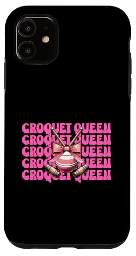 Krocket Queen Player Girl Mom Mama Muttertag Kokette Schleife Hülle für iPhone 11 von Womens Pink Coquette Bow Croquet Player Gifts