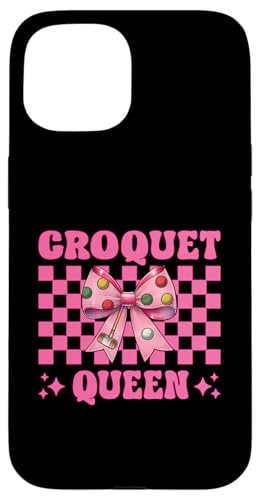 Krocket Queen Player Girl Mom Mama Muttertag Kokette Schleife Hülle für iPhone 15 von Womens Pink Coquette Bow Croquet Player Gifts