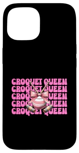 Krocket Queen Player Girl Mom Mama Muttertag Kokette Schleife Hülle für iPhone 15 von Womens Pink Coquette Bow Croquet Player Gifts