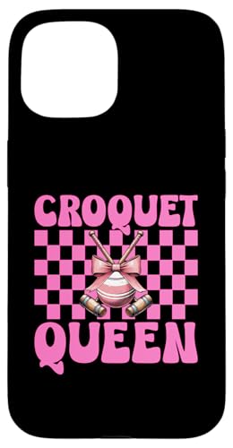 Krocket Queen Player Girl Mom Mama Muttertag Kokette Schleife Hülle für iPhone 15 von Womens Pink Coquette Bow Croquet Player Gifts