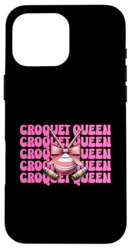 Krocket Queen Player Girl Mom Mama Muttertag Kokette Schleife Hülle für iPhone 16 Pro Max von Womens Pink Coquette Bow Croquet Player Gifts