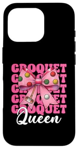 Krocket Queen Player Girl Mom Mama Muttertag Kokette Schleife Hülle für iPhone 16 Pro von Womens Pink Coquette Bow Croquet Player Gifts