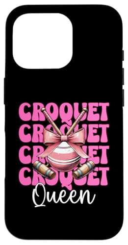 Krocket Queen Player Girl Mom Mama Muttertag Kokette Schleife Hülle für iPhone 16 Pro von Womens Pink Coquette Bow Croquet Player Gifts