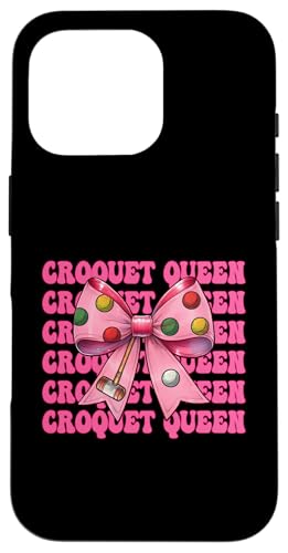 Krocket Queen Player Girl Mom Mama Muttertag Kokette Schleife Hülle für iPhone 16 Pro von Womens Pink Coquette Bow Croquet Player Gifts