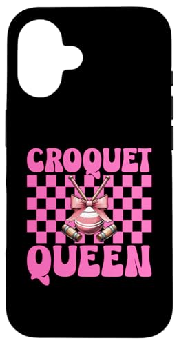 Krocket Queen Player Girl Mom Mama Muttertag Kokette Schleife Hülle für iPhone 16 von Womens Pink Coquette Bow Croquet Player Gifts