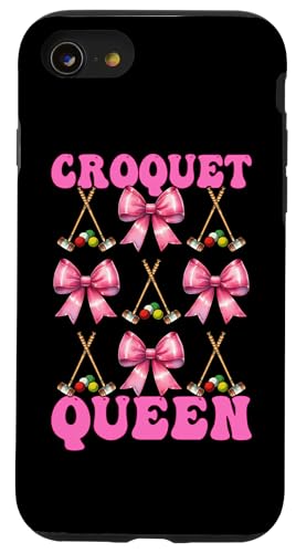 Krocket Queen Player Girl Mom Mama Muttertag Kokette Schleife Hülle für iPhone SE (2020) / 7 / 8 von Womens Pink Coquette Bow Croquet Player Gifts