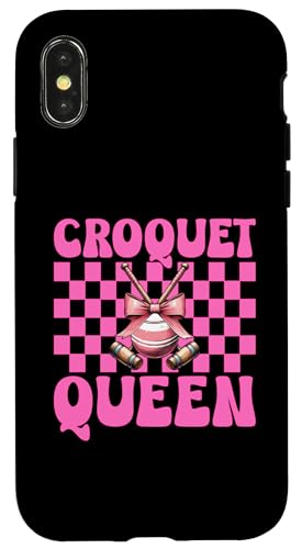 Krocket Queen Player Girl Mom Mama Muttertag Kokette Schleife Hülle für iPhone X/XS Krocket Queen Player Girl Mom Mama Muttertag Kokette Schleife Hülle für iPhone X/XS von Womens Pink Coquette Bow Croquet Player Gifts