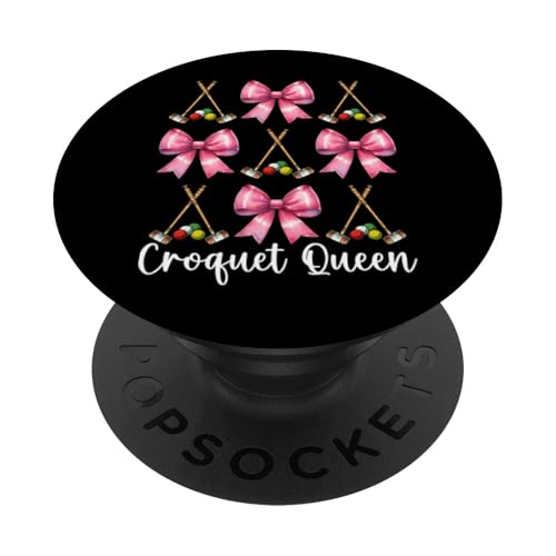 Krocket Queen Player Girl Mom Mama Muttertag Kokette Schleife PopSockets Klebender PopGrip Krocket Queen Player Girl Mom Mama Muttertag Kokette Schleife PopSockets Klebender PopGrip von Womens Pink Coquette Bow Croquet Player Gifts