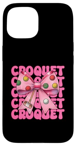 Krocketspieler Mädchen Mama Muttertag Kokette Schleife Hülle für iPhone 15 von Womens Pink Coquette Bow Croquet Player Gifts