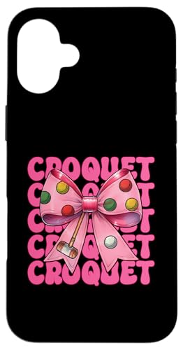 Krocketspieler Mädchen Mama Muttertag Kokette Schleife Hülle für iPhone 16 Plus von Womens Pink Coquette Bow Croquet Player Gifts