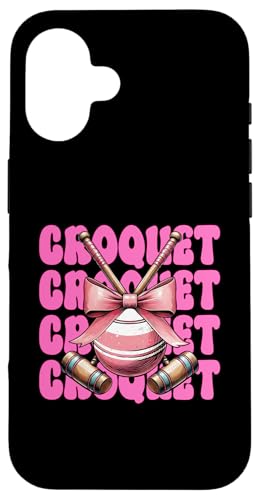 Krocketspieler Mädchen Mama Muttertag Kokette Schleife Hülle für iPhone 16 von Womens Pink Coquette Bow Croquet Player Gifts