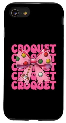 Krocketspieler Mädchen Mama Muttertag Kokette Schleife Hülle für iPhone SE (2020) / 7 / 8 von Womens Pink Coquette Bow Croquet Player Gifts