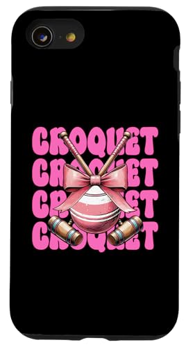 Krocketspieler Mädchen Mama Muttertag Kokette Schleife Hülle für iPhone SE (2020) / 7 / 8 von Womens Pink Coquette Bow Croquet Player Gifts