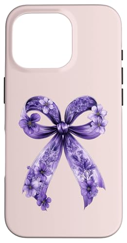 Kokette Schleife Epilepsie Bewusstsein Lila Band Mädchen Mama Hülle für iPhone 16 Pro von Womens Pink Coquette Bow Epilepsy Awareness Gifts