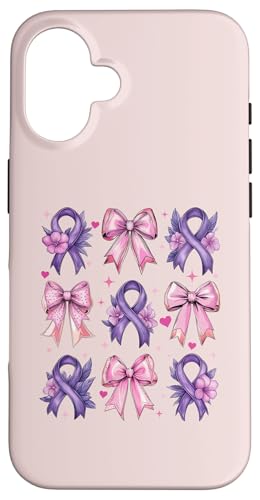 Kokette Schleife Epilepsie Bewusstsein Lila Band Mädchen Mama Hülle für iPhone 16 von Womens Pink Coquette Bow Epilepsy Awareness Gifts