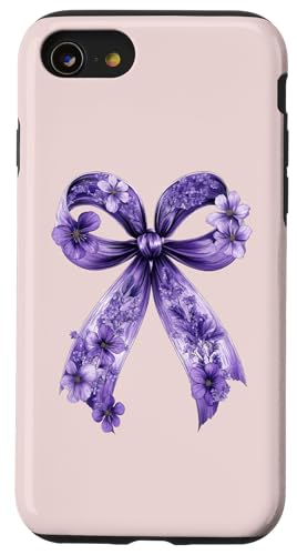 Kokette Schleife Epilepsie Bewusstsein Lila Band Mädchen Mama Hülle für iPhone SE (2020) / 7 / 8 von Womens Pink Coquette Bow Epilepsy Awareness Gifts