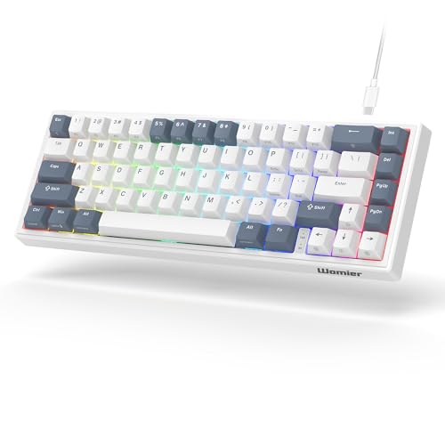 V-K66 Tastatur, 60 % Prozent, mechanische Gaming-Tastatur, Dichtung, Hot-Swap-fähige Tastatur, kabelgebunden, LED-Hintergrundbeleuchtung, cremige Tastatur mit Pfeiltasten, Weiß und Grau von Womier
