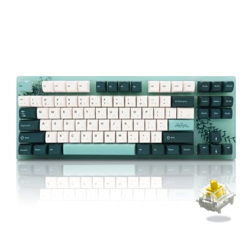 Womier K87 TKL Mechanische Tastatur, Hot Swapable Wired Keyboard, 80% RGB Tastatur mit botanischen Tastenkappen für PC MAC PS4 Xbox Laptop,Gateron G Pro Yellow Switch von Womier