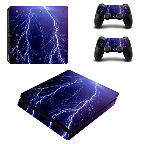 Wondder PS4 Slim Haut Aufkleber, Schutz Vinyl Aufkleber Haut Aufkleber für PS4 Slim Konsole + 2 Controller Skins + 2 x Silikon Daumen Griffe (Farbe 16) von Wondder
